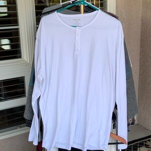 The Kooples Men's White Long Sleeve Henley Shirt